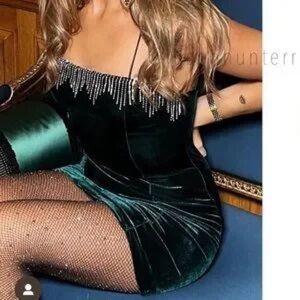 Zara Green Velvet Mini Dress